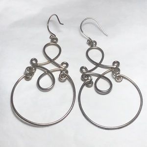 Silver Wire Filigree Chandelier Earrings